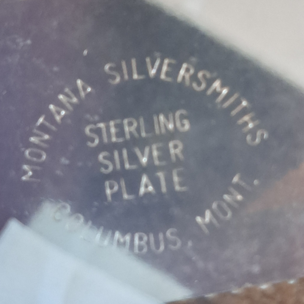 Montana Silversmiths Silver Engraved Gold Trim Western Saddle Plate. "CLIFF" - Picture 4 of 6